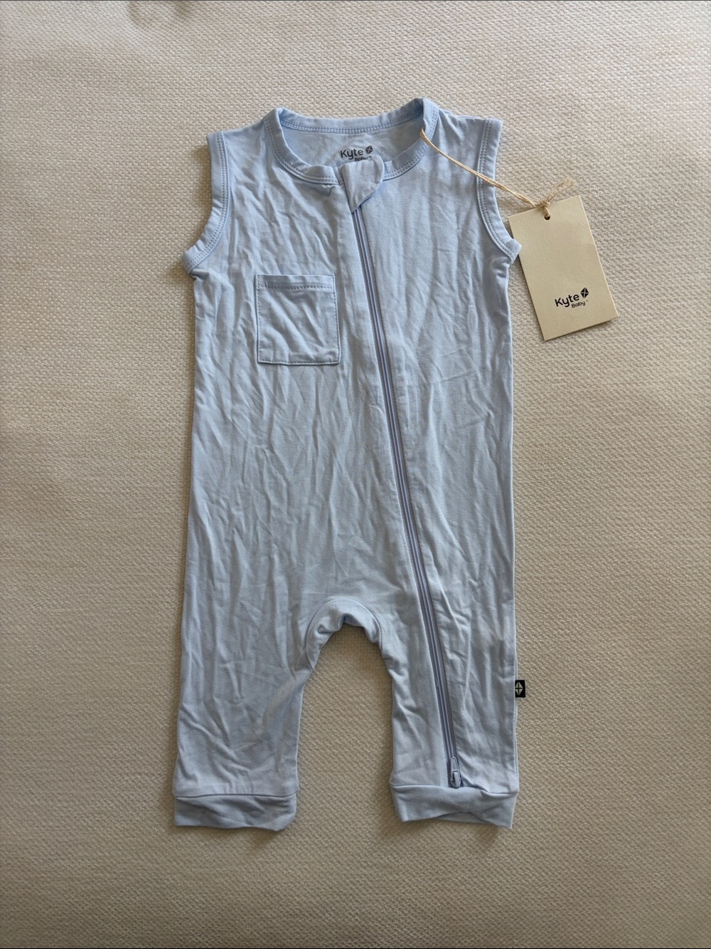 Kyte BABY Sleeveless Zippered Romper in Mist